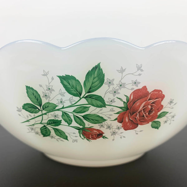 Arcopal Red Rose opaline glass servingware set