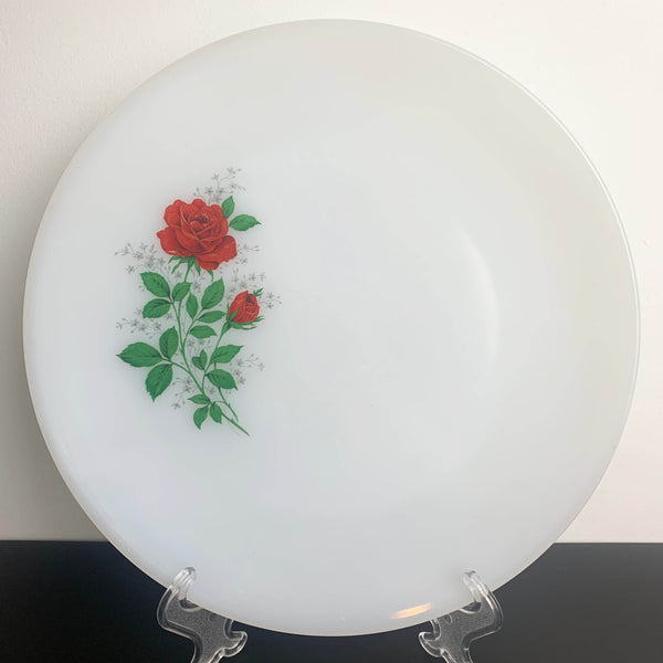 Arcopal Red Rose opaline glass servingware set