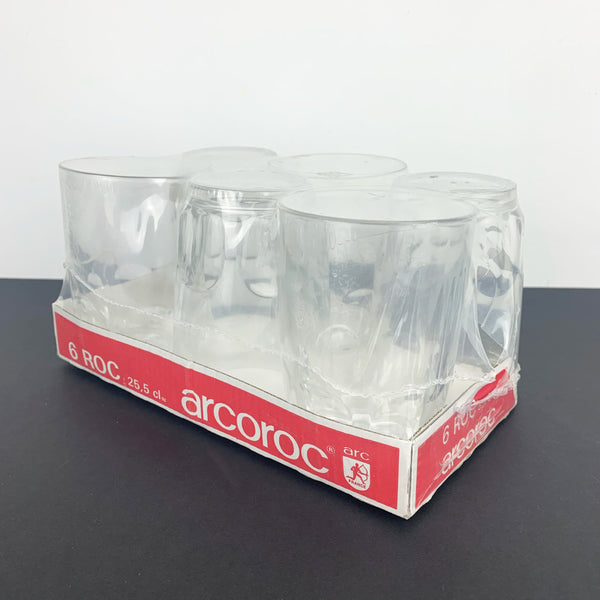 Original packaging of Arcoroc vintage tumblers