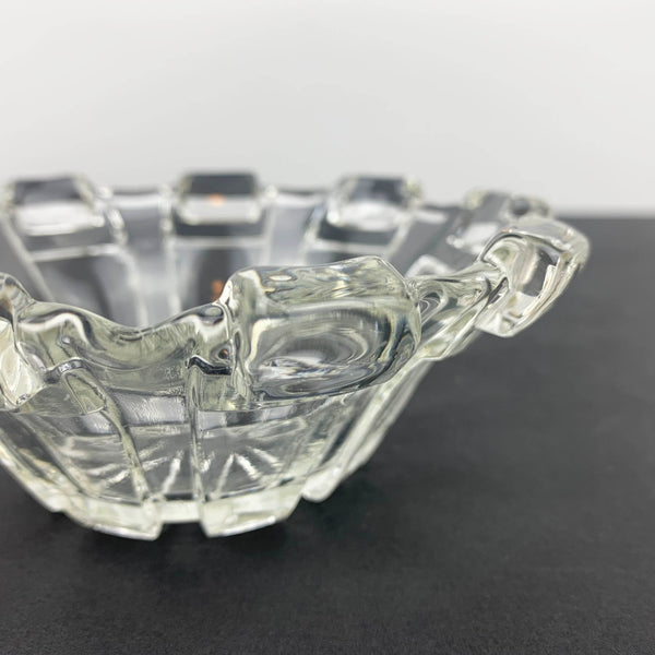 Art Deco glass trinket bowl with rolled edge