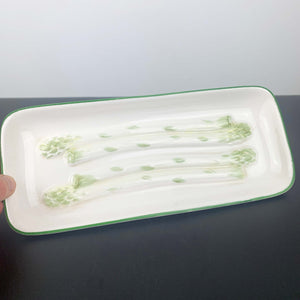 Ceramic hand painted majolica style asparagus plate