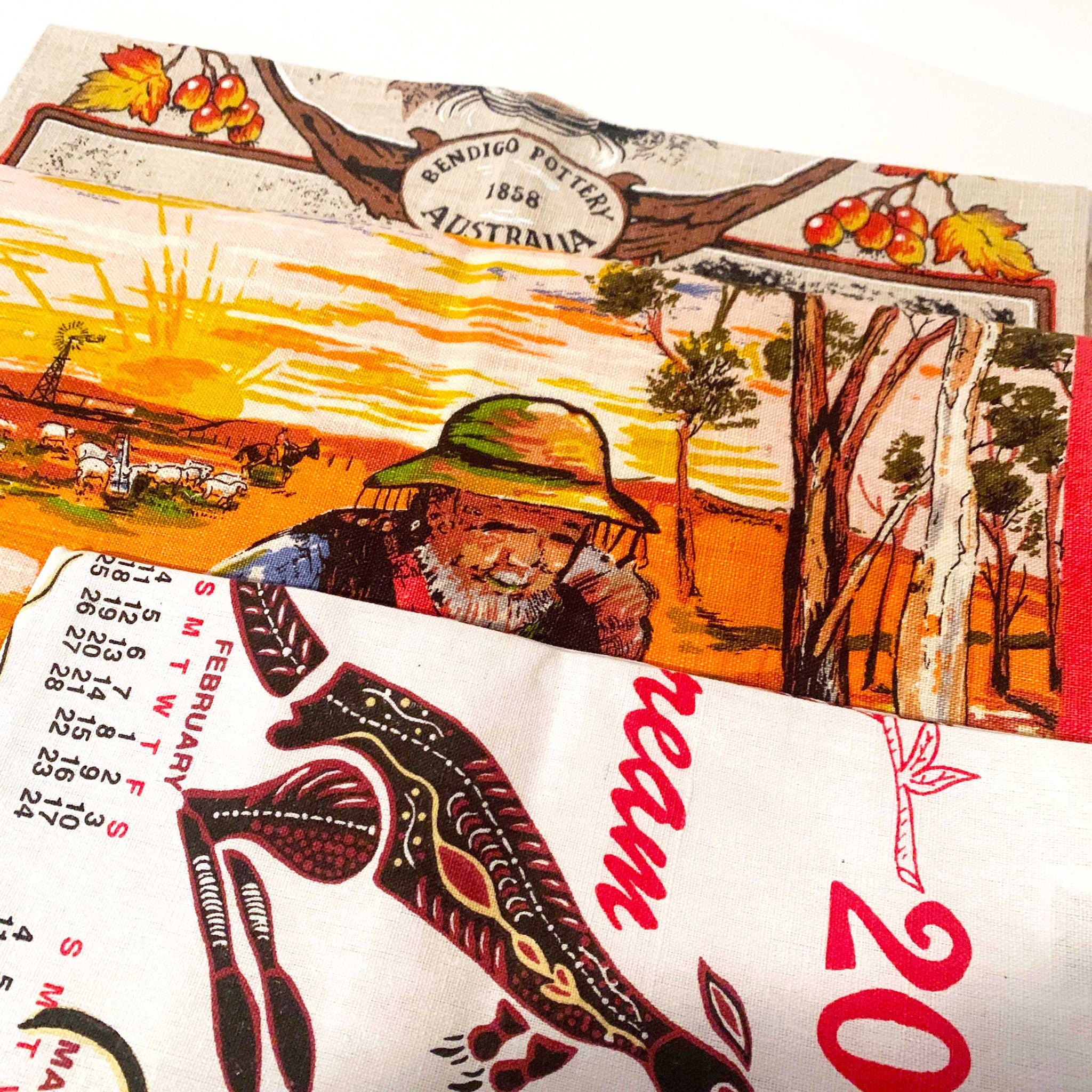 Vintage Australiana tea towel collection - Set of 3