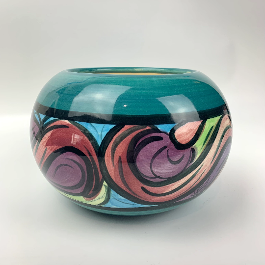 Colourful Australian pottery centrepiece bowl