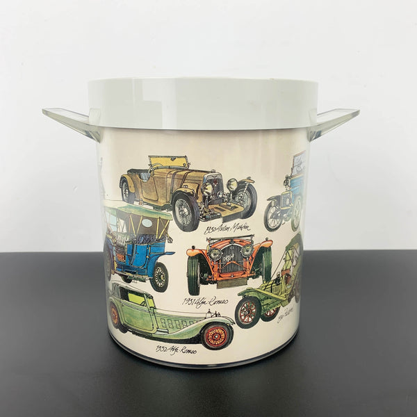 1970's Automobiles Plastic Ice Bucket with Tongs