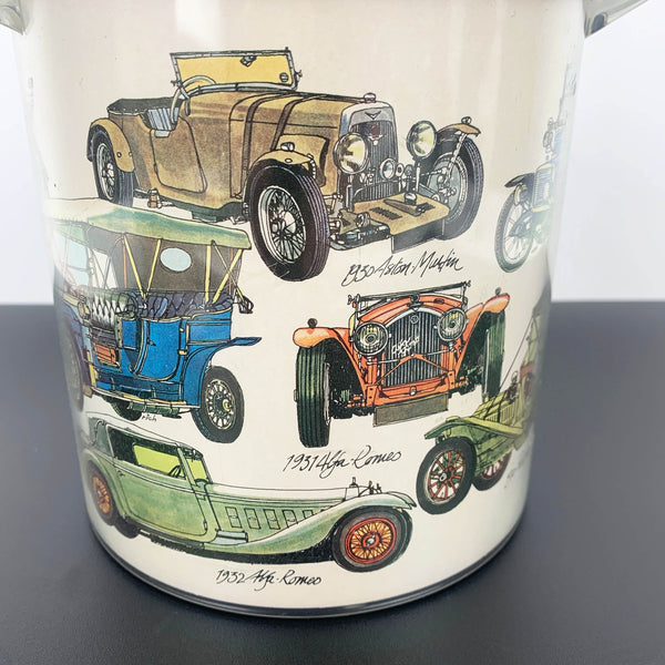 1970's Automobiles Plastic Ice Bucket with Tongs