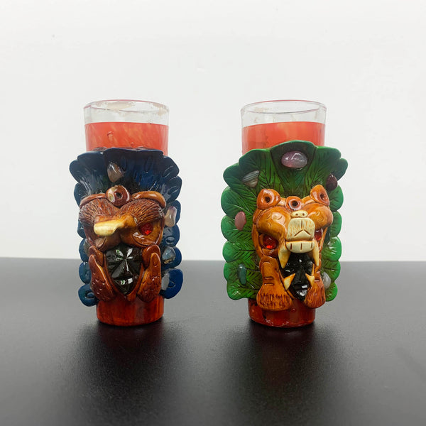 Mayan decorative tequila shot glasses