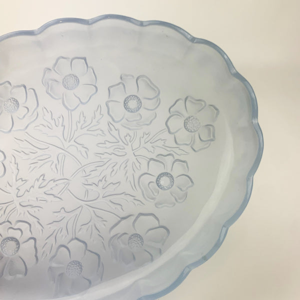 Beautiful floral detail on base of 1930's glass dish