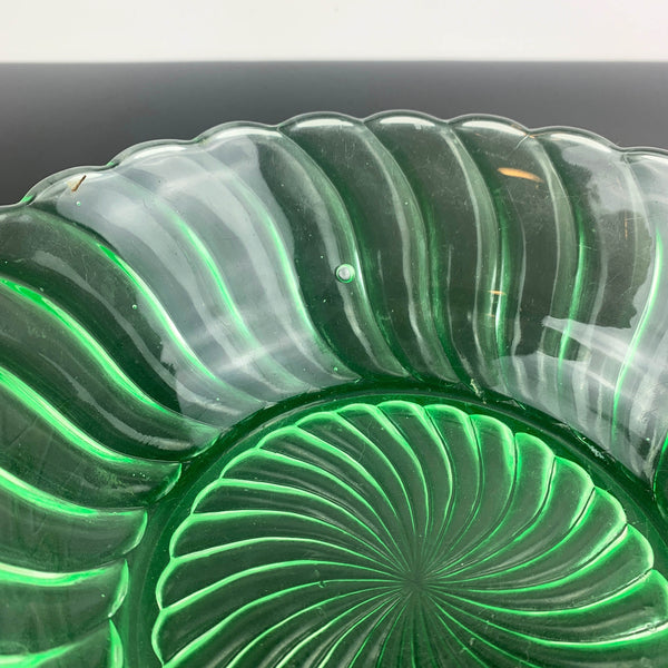 Bagley uranium glass 'Carnival Swirl' serving bowl