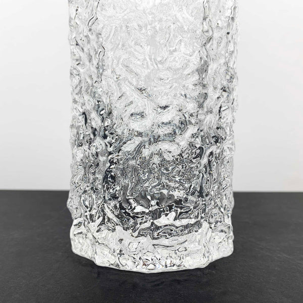 IVV Italy bark glass cylinder vase detailed base view