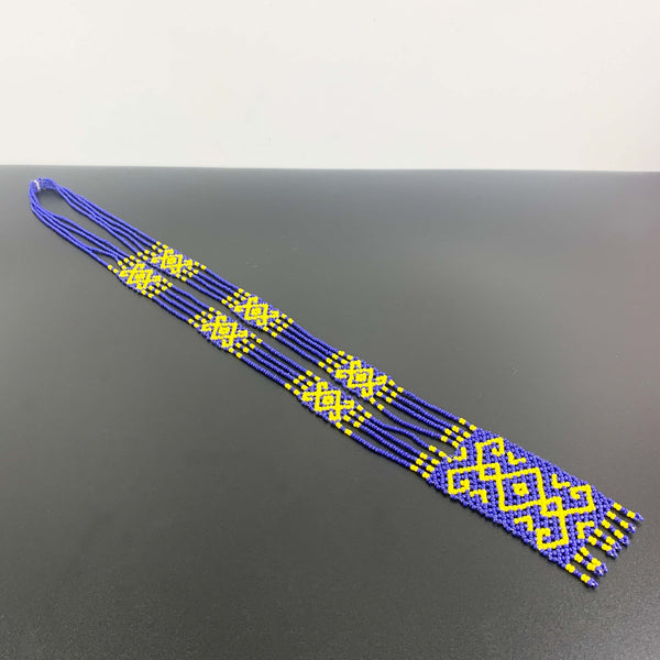 Traditional Ukraine Gerdan necklace in blue and yellow