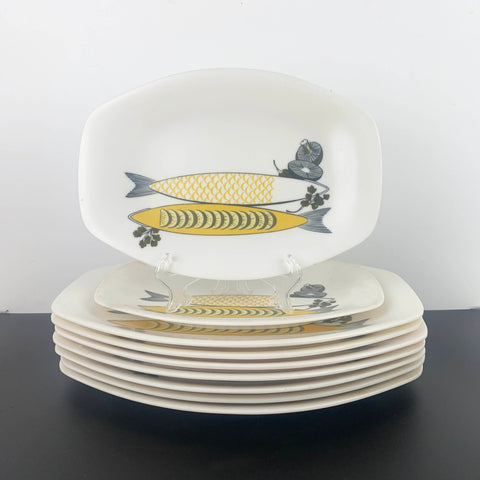 Bessemer fish design platter and plates