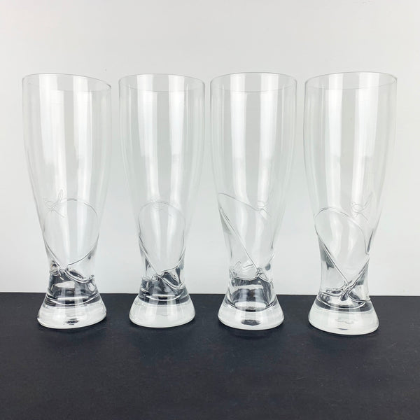 Engraved bird pint glass/beer pilsener set of 4