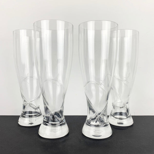 Engraved bird pint glass set of 4