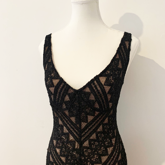 Veronica Lodge vintage black lace evening dress bodice