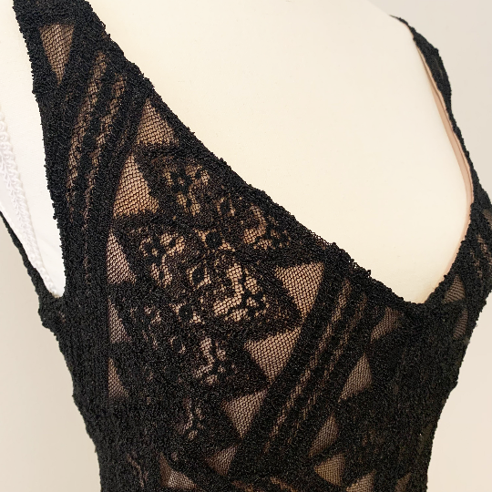 Black lace evening dress