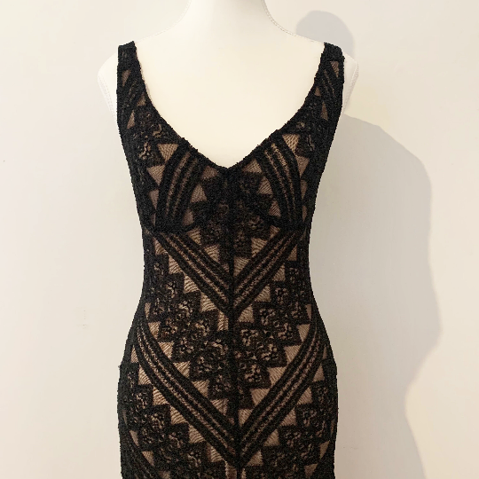 Veronica Lodge 1990's vintage black lace body hugging evening dress