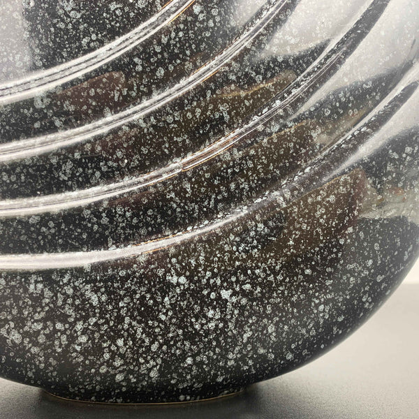 Art deco revival round speckled ceramic vase