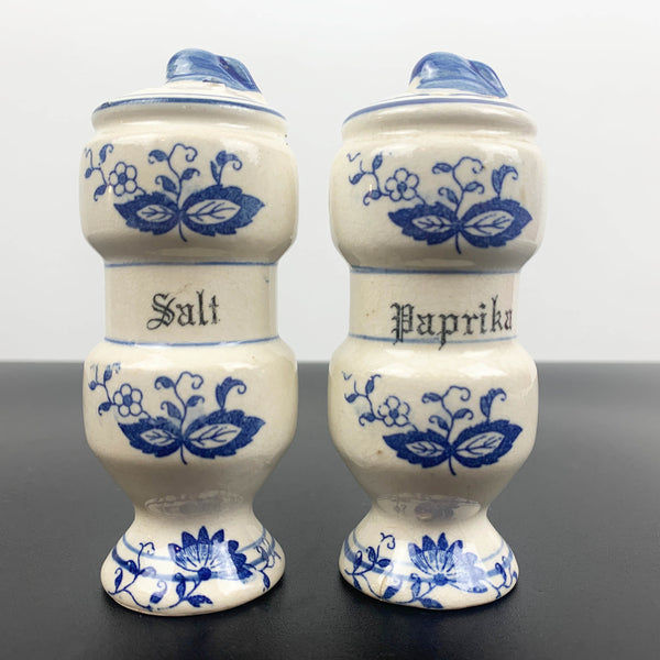 Delft blue style salt and paprika shaker set