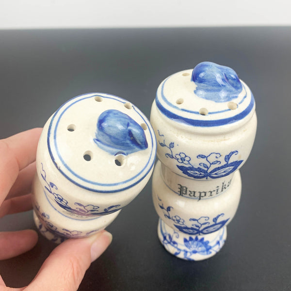 Delft blue style salt and paprika shaker set