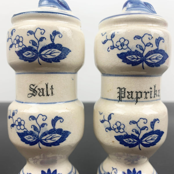 Delft blue style salt and paprika shaker set