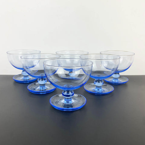 Electric Blue Footed Dessert Glasses - Set of 6