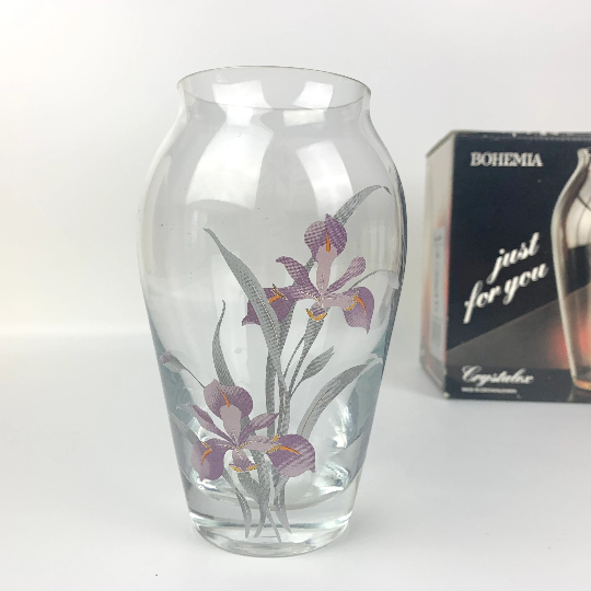 Bohemia Crystal vase with Iris print