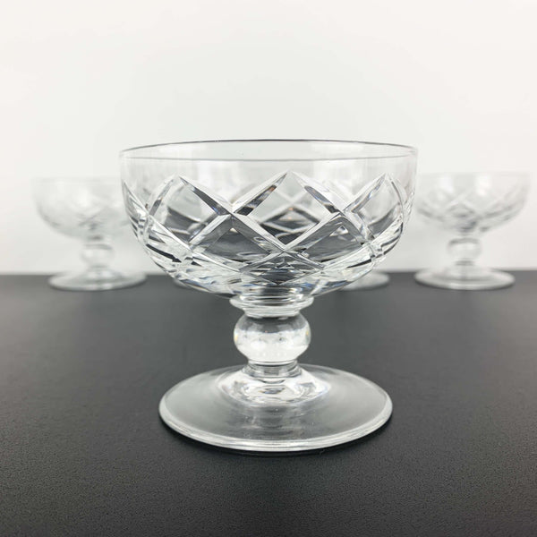 Bohemia diamond cut coupe or footed dessert bowl - Set of 5