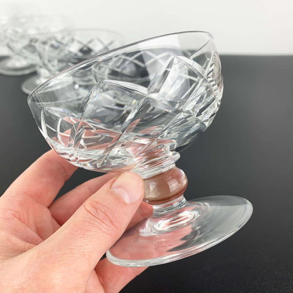 Bohemia diamond cut coupe or footed dessert bowl - Set of 5