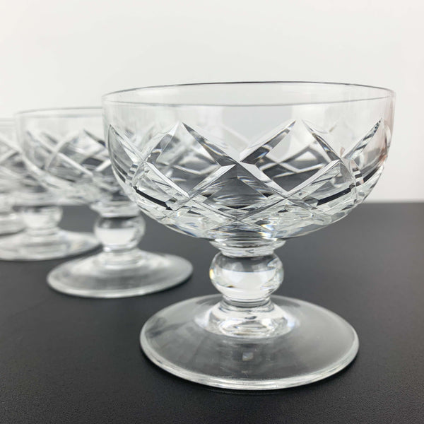 Bohemia diamond cut coupe or footed dessert bowl - Set of 5