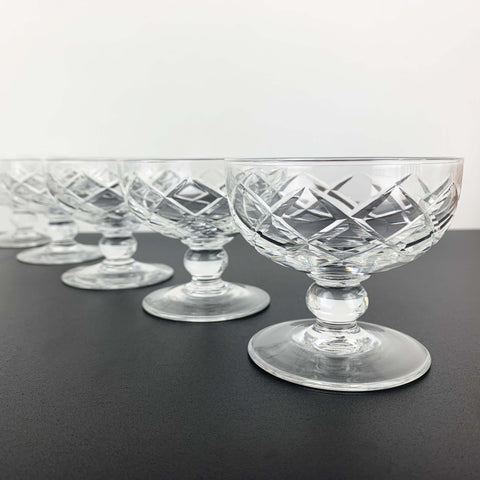 Bohemia diamond cut coupe or footed dessert bowl - Set of 5