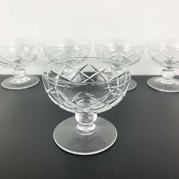 Bohemia diamond cut coupe or footed dessert bowl - Set of 5