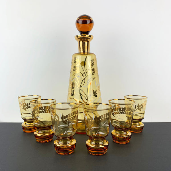 Bohemia Gold Gilt Glass Liqueur Set