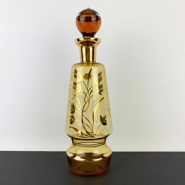 Bohemia Crystal gold gilt decanter with stopper