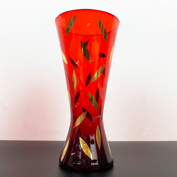 Bohemia red and gold gilt glass vase collection