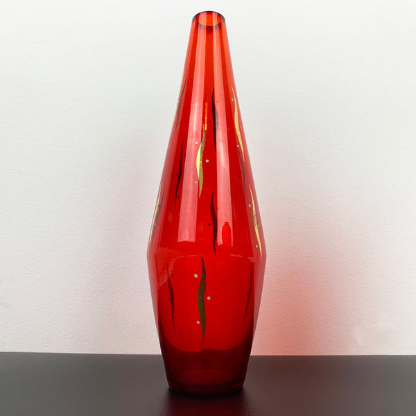 Bohemia red and gold gilt glass vase collection