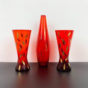 Bohemia red and gold gilt glass vase collection