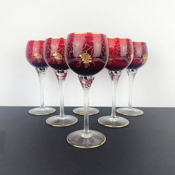 Bohemia Rare Ruby and Gold Wine Glass