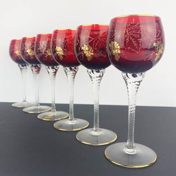 1960's wine glasses lined up