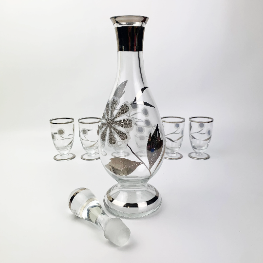 Silver Gilt Glass Liqueur Decanter with stopper