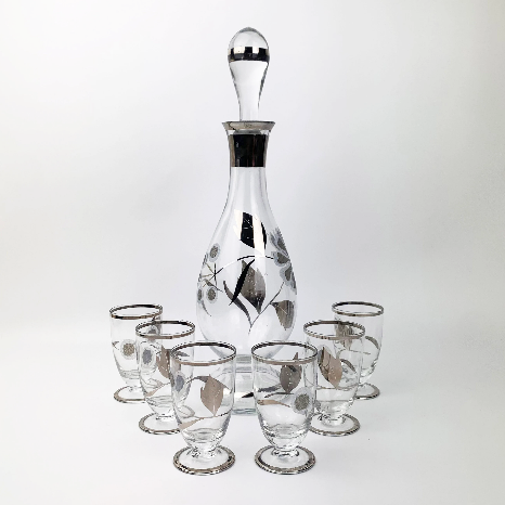 Silver Gilt Glass Liqueur Set with decanter