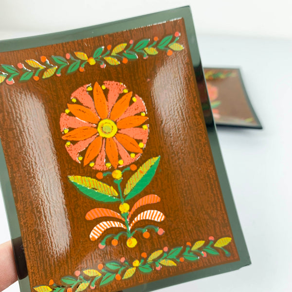 Hand painted textured bohemian glass mini plates