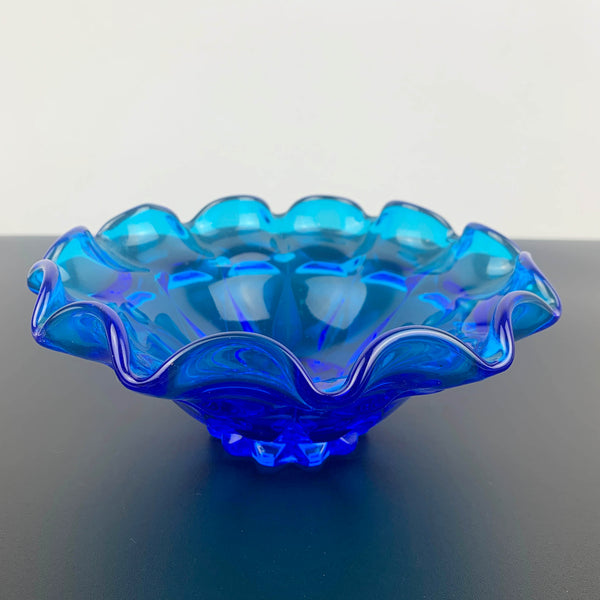 Fenton ruffled decorative bowl in Colonial Blue