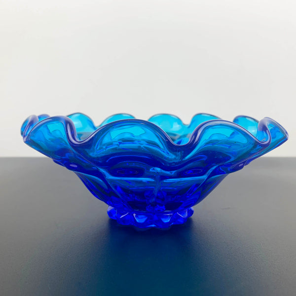 Fenton ruffled decorative bowl in Colonial Blue