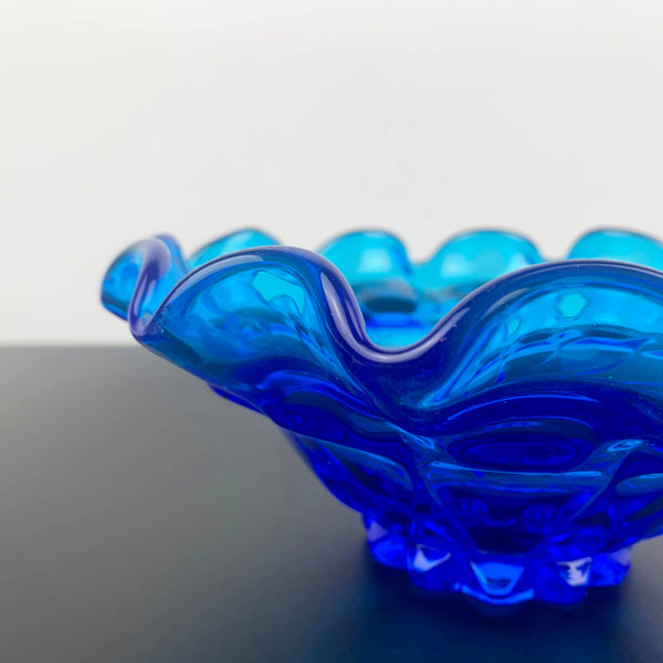 Fenton ruffled decorative bowl in Colonial Blue