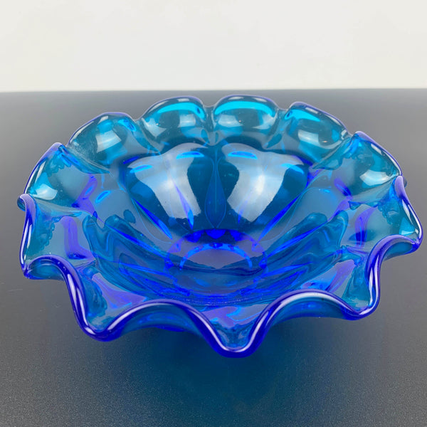 Fenton ruffled decorative bowl in Colonial Blue