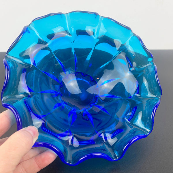 Fenton ruffled decorative bowl in Colonial Blue