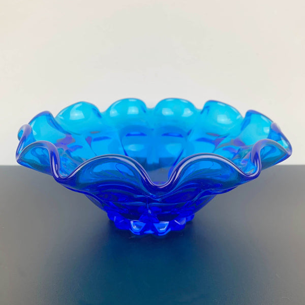 Fenton ruffled decorative bowl in Colonial Blue