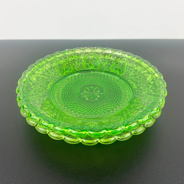 Ivima bright green pressed glass shallow bowl - Set of 2