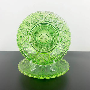 Ivima bright green pressed glass shallow bowl - Set of 2