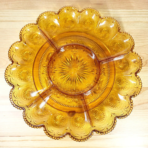 Brockway Concord Amber Glass Divided Platter